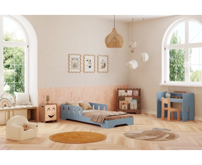 Einzelbett für Kinder mit Rausfallschutz und Lattenrost TILA 6 Montessori Holz