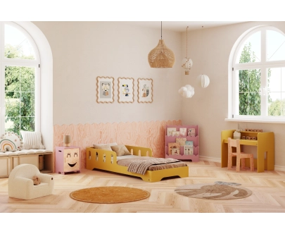 Einzelbett für Kinder mit Rausfallschutz und Lattenrost TILA 6 Montessori Holz