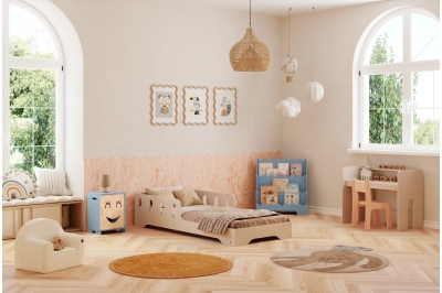 Einzelbett für Kinder mit Rausfallschutz und Lattenrost TILA 6 Montessori Holz