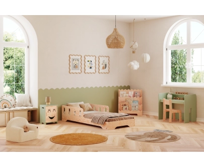 Einzelbett für Kinder mit Rausfallschutz und Lattenrost TILA 6 Montessori Holz