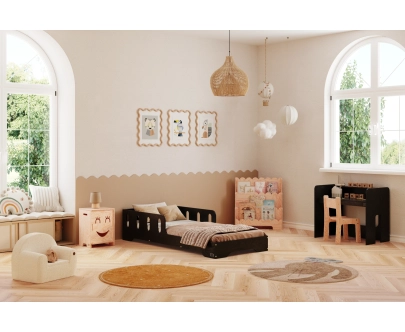 Einzelbett für Kinder mit Rausfallschutz und Lattenrost TILA 6 Montessori Holz