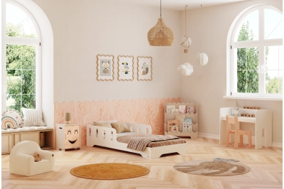 Einzelbett für Kinder mit Rausfallschutz und Lattenrost TILA 6 Montessori Holz