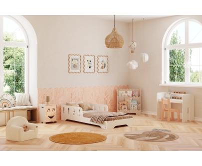 Einzelbett für Kinder mit Rausfallschutz und Lattenrost TILA 6 Montessori Holz