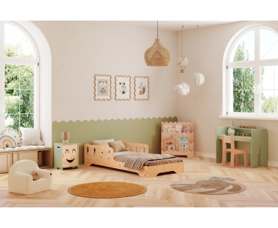 Einzelbett für Kinder mit Rausfallschutz und Lattenrost TILA 6 Montessori Holz
