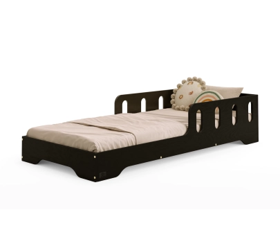 Einzelbett für Kinder mit Rausfallschutz und Lattenrost TILA 6 Montessori Holz