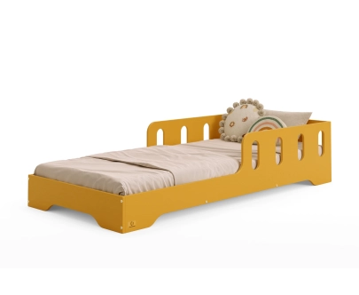 Einzelbett für Kinder mit Rausfallschutz und Lattenrost TILA 6 Montessori Holz