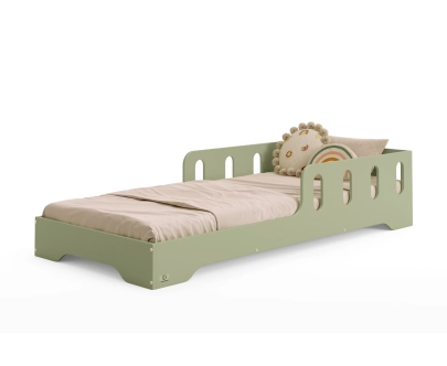 Einzelbett für Kinder mit Rausfallschutz und Lattenrost TILA 6 Montessori Holz