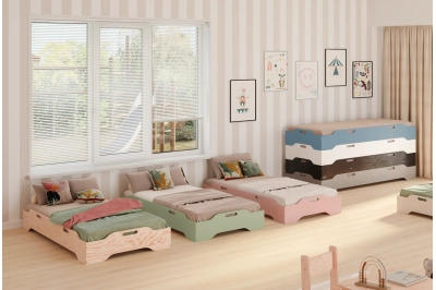 Bodenbett für Kinder mit Rausfallschutz und Lattenrost TILA 8 Montessori Kiefer