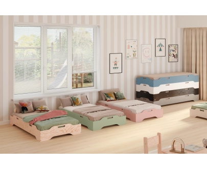 Bodenbett für Kinder mit Rausfallschutz und Lattenrost TILA 8 Montessori Holz
