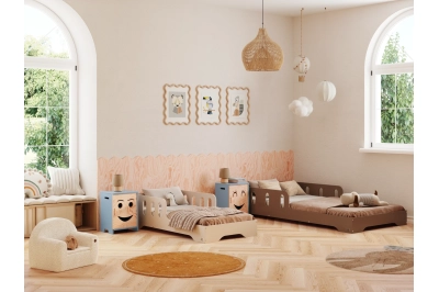 Einzelbett für Kinder mit Rausfallschutz und Lattenrost TILA 6 Montessori Kiefer