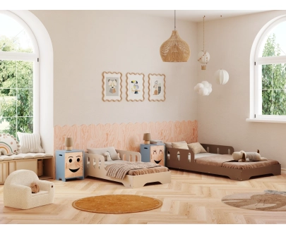 Einzelbett für Kinder mit Rausfallschutz und Lattenrost TILA 6 Montessori Holz