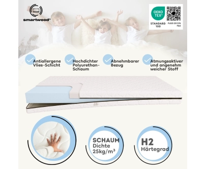 Schaumstoffmatratze für Kinder 9 cm mittlerer Härtegrad (H2) - für Schublade