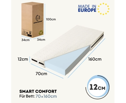 Schaumstoffmatratze für Kinder 12 cm mittlerer Härtegrad (H2)