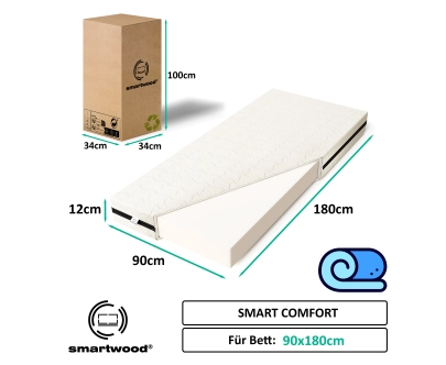 Set Schaumstoffmatratze 12 cm mit Bettlaken für Kinder mittlerer Härtegrad (H2)
