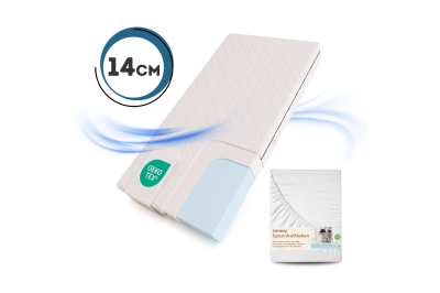Set Schaumstoffmatratze 14 cm mit Bettlaken für Kinder mittlerer Härtegrad (H2) - Größe XL