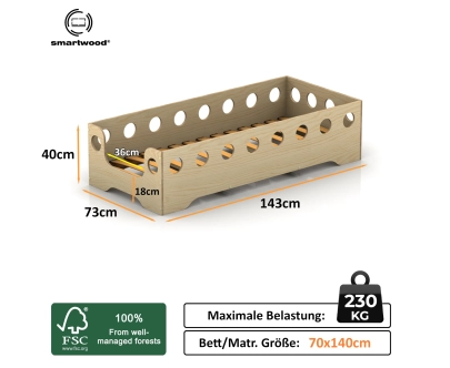 Einzelbett für Kinder mit Rausfallschutz und Lattenrost TILA 4 Montessori Holz