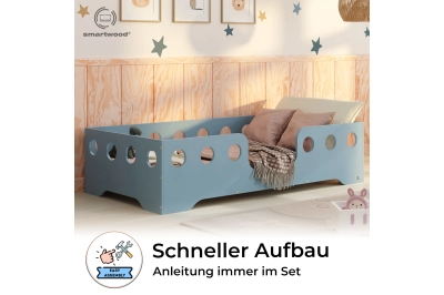 Einzelbett für Kinder mit Rausfallschutz und Lattenrost TILA 4 Montessori Holz