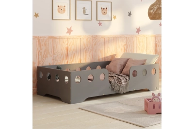 Einzelbett für Kinder mit Rausfallschutz und Lattenrost TILA 4 Montessori Holz