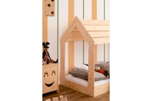 Hausbett für Kinder mit niedriger Konstruktion und Lattenrost MOON M Kiefer