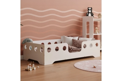 Einzelbett für Kinder mit Rausfallschutz und Lattenrost TILA 4 Montessori Holz