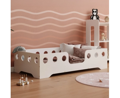 Einzelbett für Kinder mit Rausfallschutz und Lattenrost TILA 4 Montessori Holz