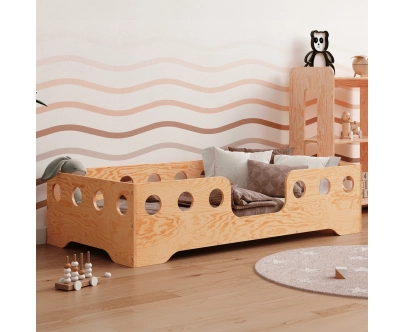 Einzelbett für Kinder mit Rausfallschutz und Lattenrost TILA 4 Montessori Holz
