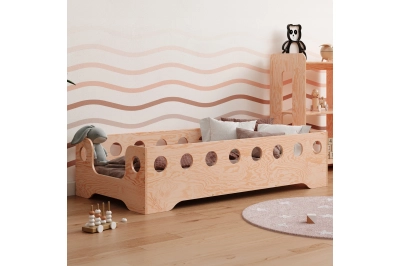 Einzelbett für Kinder mit Rausfallschutz und Lattenrost TILA 4 Montessori Holz