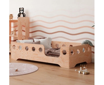 Einzelbett für Kinder mit Rausfallschutz und Lattenrost TILA 4 Montessori Holz