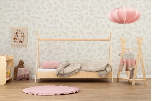 Hausbett für Kinder mit Rausfallschutz und Lattenrost TIPI Montessori Holz