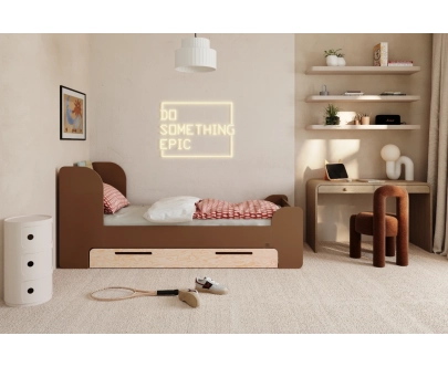 Einzelbett für Kinder und Jugendliche mit Schublade und Lattenrost FLOU D Klassisch Holz