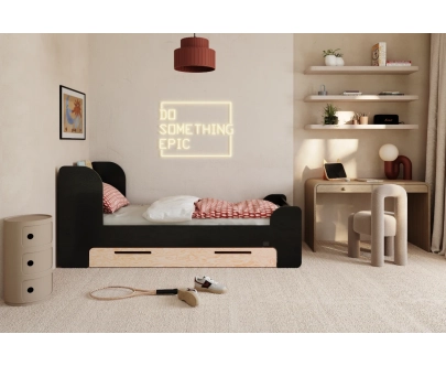 Einzelbett für Kinder und Jugendliche mit Schublade und Lattenrost FLOU D Klassisch Holz