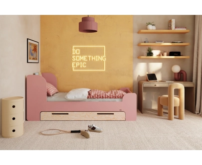 Einzelbett für Kinder und Jugendliche mit Schublade und Lattenrost FLOU D Klassisch Holz