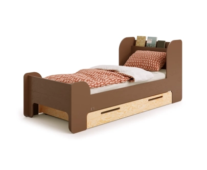Einzelbett für Kinder und Jugendliche mit Schublade und Lattenrost FLOU D Klassisch Holz