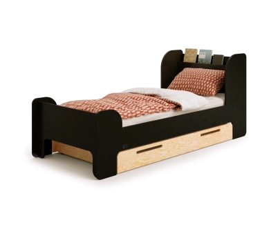 Einzelbett für Kinder und Jugendliche mit Schublade und Lattenrost FLOU D Klassisch Holz
