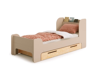 Einzelbett für Kinder und Jugendliche mit Schublade und Lattenrost FLOU D Klassisch Holz