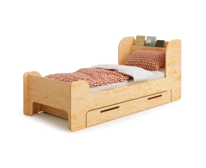 Einzelbett für Kinder und Jugendliche mit Schublade und Lattenrost FLOU D Klassisch Holz