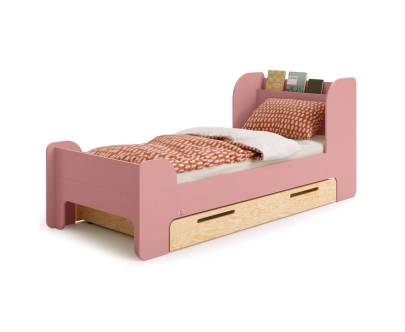 Einzelbett für Kinder und Jugendliche mit Schublade und Lattenrost FLOU D Klassisch Holz