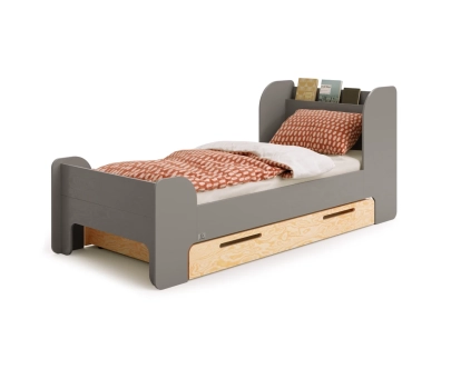 Einzelbett für Kinder und Jugendliche mit Schublade und Lattenrost FLOU D Klassisch Holz