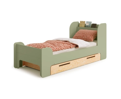 Einzelbett für Kinder und Jugendliche mit Schublade und Lattenrost FLOU D Klassisch Holz