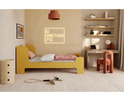 Einzelbett für Kinder und Jugendliche mit Ablage und Lattenrost FLOU Klassisch Holz