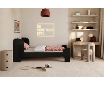Einzelbett für Kinder und Jugendliche mit Ablage und Lattenrost FLOU Klassisch Holz