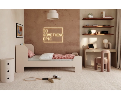 Einzelbett für Kinder und Jugendliche mit Ablage und Lattenrost FLOU Klassisch Holz