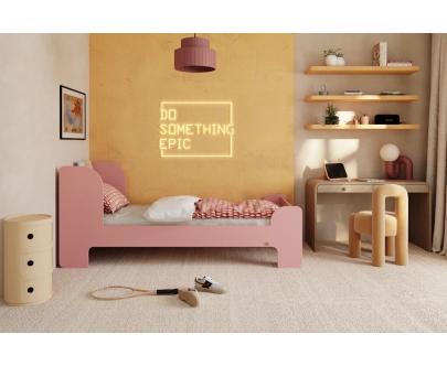 Einzelbett für Kinder und Jugendliche mit Ablage und Lattenrost FLOU Klassisch Holz