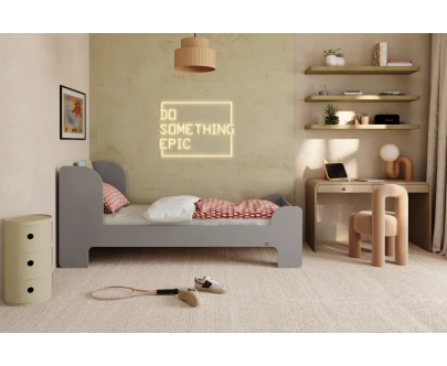 Einzelbett für Kinder und Jugendliche mit Ablage und Lattenrost FLOU Klassisch Holz