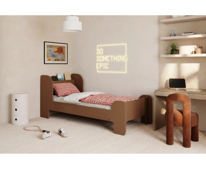 Einzelbett für Kinder und Jugendliche mit Ablage und Lattenrost FLOU Klassisch Holz