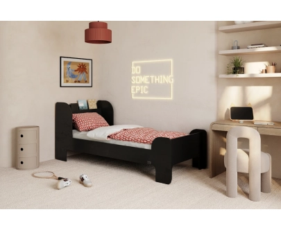 Einzelbett für Kinder und Jugendliche mit Ablage und Lattenrost FLOU Klassisch Holz