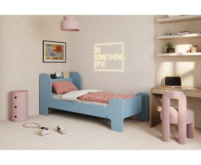 Einzelbett für Kinder und Jugendliche mit Ablage und Lattenrost FLOU Klassisch Holz