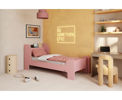 Einzelbett für Kinder und Jugendliche mit Ablage und Lattenrost FLOU Klassisch Holz