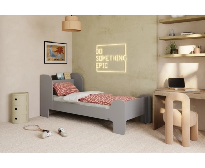Einzelbett für Kinder und Jugendliche mit Ablage und Lattenrost FLOU Klassisch Holz