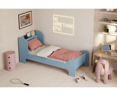 Einzelbett für Kinder und Jugendliche mit Ablage und Lattenrost FLOU Klassisch Holz